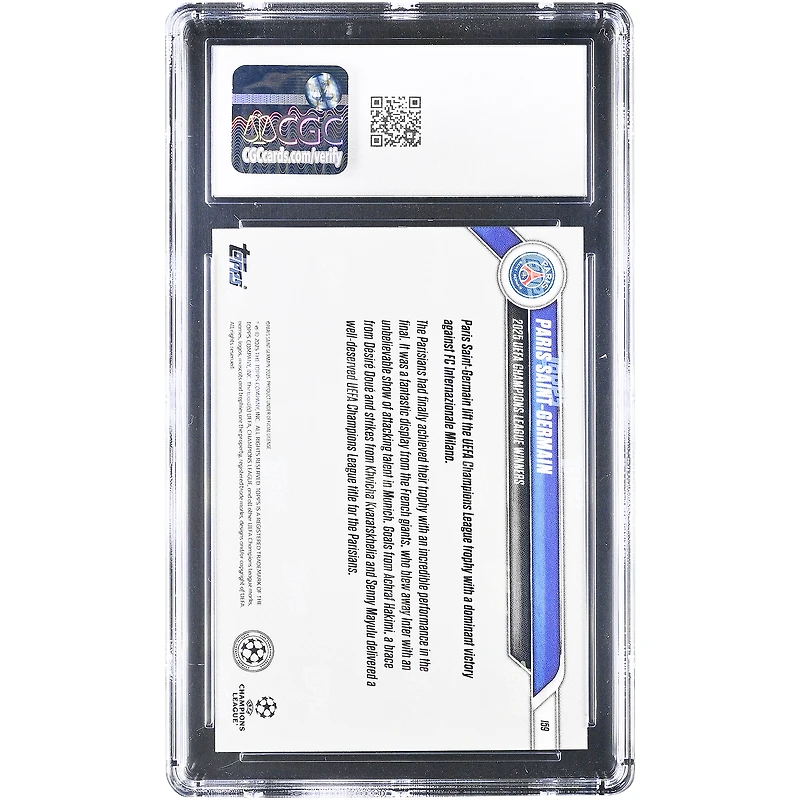 Paris Saint-Germain 2024-25 Topps Now UEFA CL '25 UEFA Champions League Winners #159 CGC Authenticated 10 Card