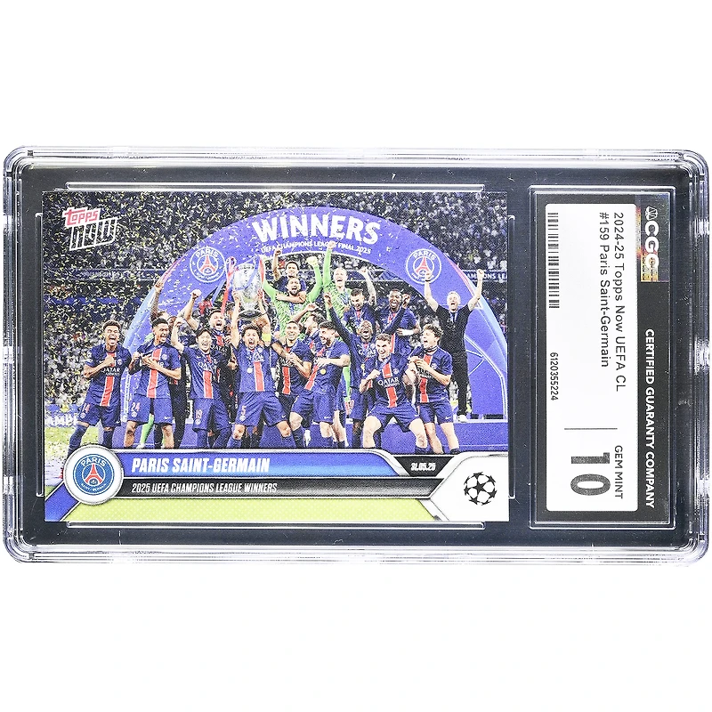 Paris Saint-Germain 2024-25 Topps Now UEFA CL '25 UEFA Champions League Winners #159 CGC Authenticated 10 Card