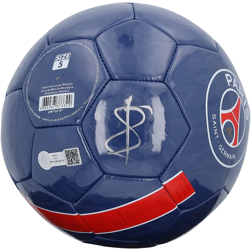 Bradley Barcola Paris Saint-Germain Autographed Blue Soccer Ball