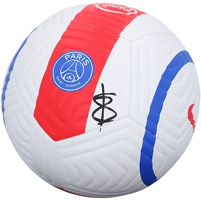 Bradley Barcola Paris Saint-Germain Autographed White Soccer Ball