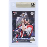 Khvicha Kvaratskhelia Paris Saint-Germain 2024-25 Topps Now UCL First Georgian to Score in a Final #163 BGS Authenticated 9.5 Card