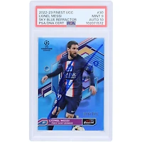 Lionel Messi Paris Saint-Germain 2022-23 Topps Finest Sky Blue Refractor #30 #/275 PSA Authentifié 9/10 Carte