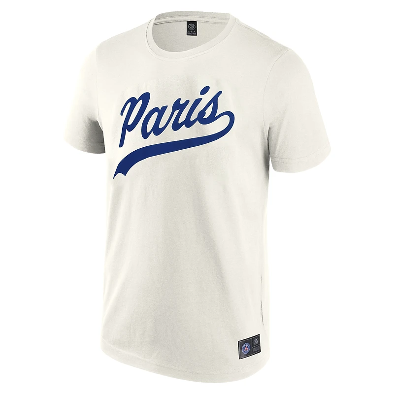 T-shirt Paris Saint-Germain pour homme, couleur crème, style universitaire