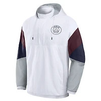 Men's Fanatics White Paris Saint-Germain Hooded Quarter-Zip Track Jacket