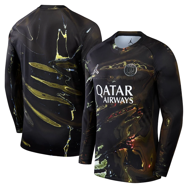 Men's Jordan Brand Black Paris Saint-Germain 2025/26 Fifth Stadium Replica Long Sleeve Jersey