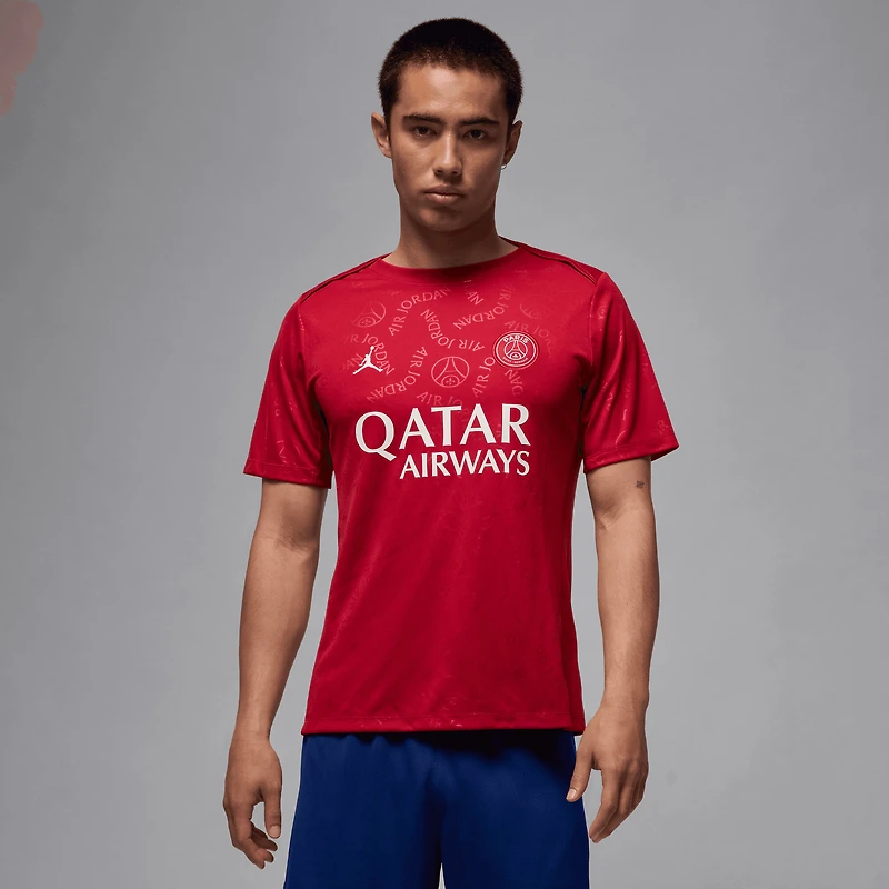 Haut d'avant-match Jordan Brand rouge Paris Saint-Germain 2024/25 Fourth Academy Pro pour homme