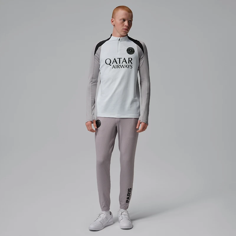 Men's Jordan Brand  White Paris Saint-Germain Strike Drill Quarter-Zip Long Sleeve Dri-FIT Top