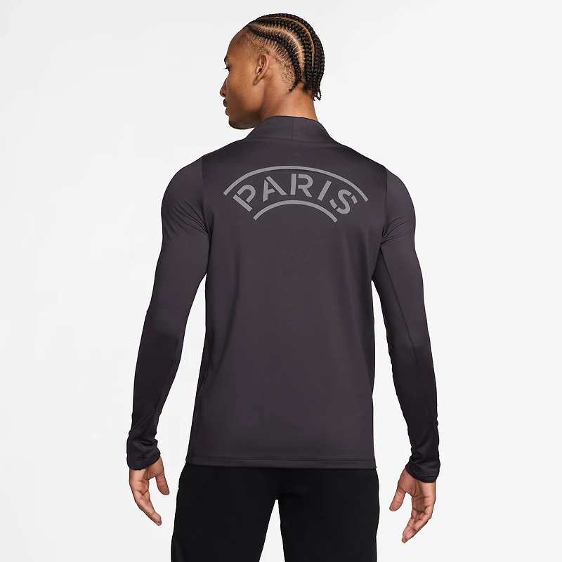 Men's Nike Anthracite Paris Saint-Germain Strike Drill Quarter-Zip Long Sleeve Dri-FIT Top