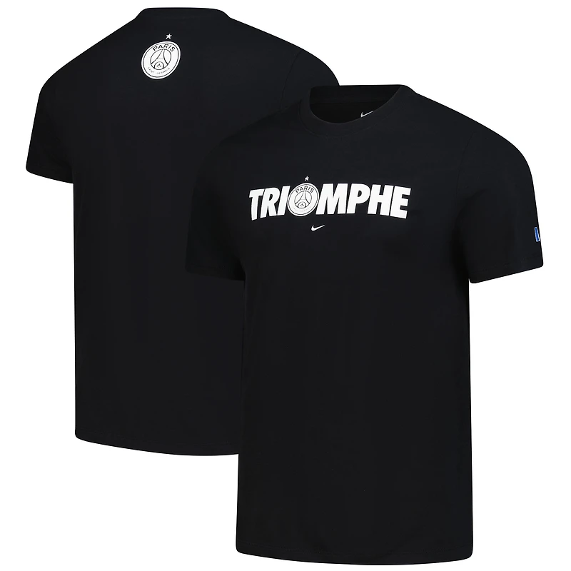T-shirt Nike noir pour homme Paris Saint-Germain 2025 Champions d'Europe Triomphe