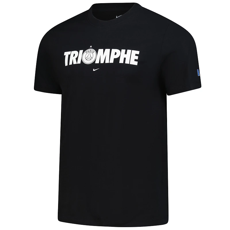 T-shirt Nike noir pour homme Paris Saint-Germain 2025 Champions d'Europe Triomphe