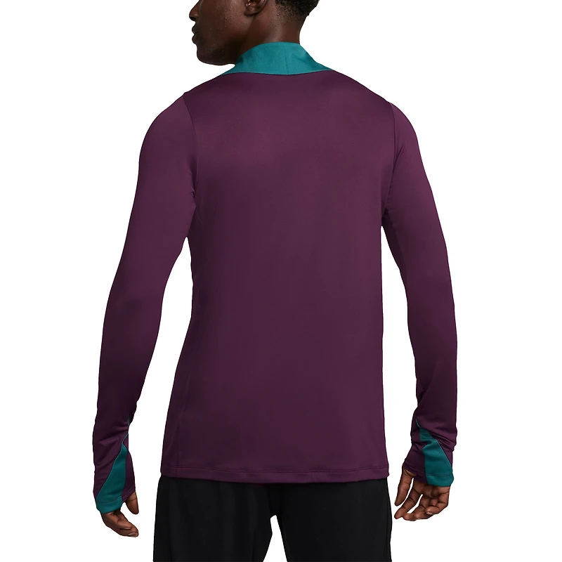 Haut à manches longues quart de zip Performance Nike Paris Saint-Germain Strike Drill 2024/25 bordeaux pour homme
