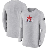 T-shirt à manches longues Nike Paris Saint-Germain Knockout pour homme gris chiné