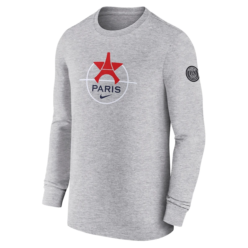 T-shirt à manches longues Nike Paris Saint-Germain Knockout pour homme gris chiné