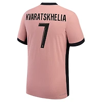 Men's Nike Khvicha Kvaratskhelia Pink Paris Saint-Germain 2024/25 Third Authentic Player Jersey