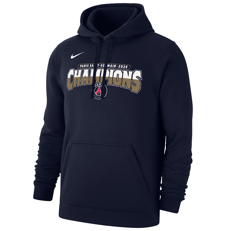 Sweat à capuche Nike bleu marine Paris Saint-Germain 2025 Champions League Winners Club pour homme