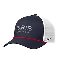 Men's Nike Navy Paris Saint-Germain Rise Rope Trucker A-Frame Adjustable Hat