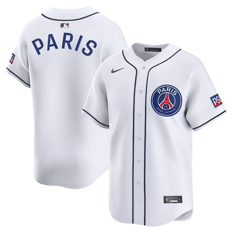 Maillot Nike blanc Paris Saint-Germain 2025 Soccer x MLB Limited pour homme