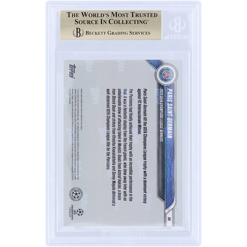 Paris Saint-Germain 2024-25 Topps Now 2025 UEFA Champions League Winners #159 BGS Authenticated 10 Card - 9.5,10,10,10 Subgrades