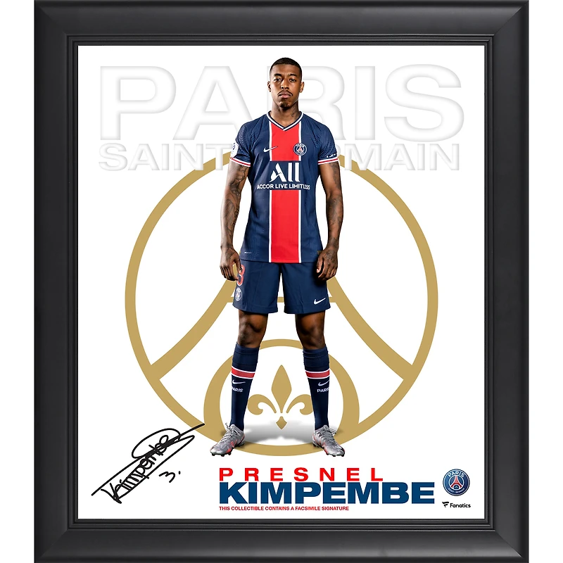 Presnel Kimpembe Paris Saint-Germain Fac-similé Signature Encadré 15" x 17" Collage