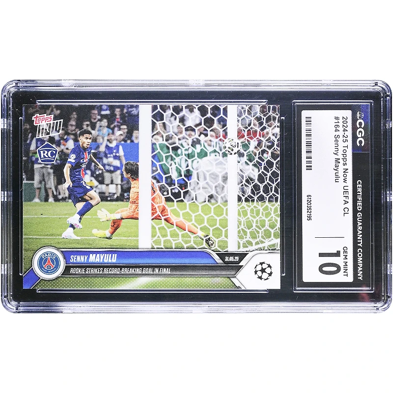 Senny Mayulu, Paris Saint-Germain, saison 2024-25, Topps Now, recrue en Ligue des champions de l'UEFA : but record en finale, carte n° 164 authentifiée CGC 10