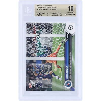Senny Mayulu Paris Saint-Germain 2024-25 Topps Now UEFA Rookie Strikes Record-Breaking Goal in Final #164 BGS Authenticated 10 Rookie Card - 10,10,10,9.5 Subgrades