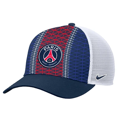 Casquette ajustable Nike bleu marine Paris Saint-Germain imprimée Rise Trucker unisexe