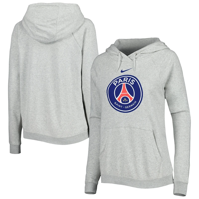 Sweat à capuche Nike Paris Saint-Germain Varsity Raglan Tri-Blend gris chiné pour femme