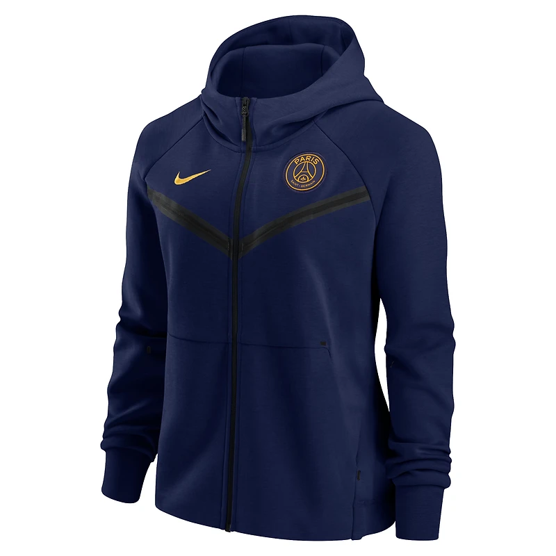 Sweat à capuche Nike Paris Saint-Germain Tech Fleece raglan entièrement zippé pour femme - Bleu marine