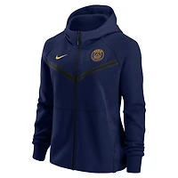 Sweat à capuche Nike Paris Saint-Germain Tech Fleece raglan entièrement zippé pour femme - Bleu marine