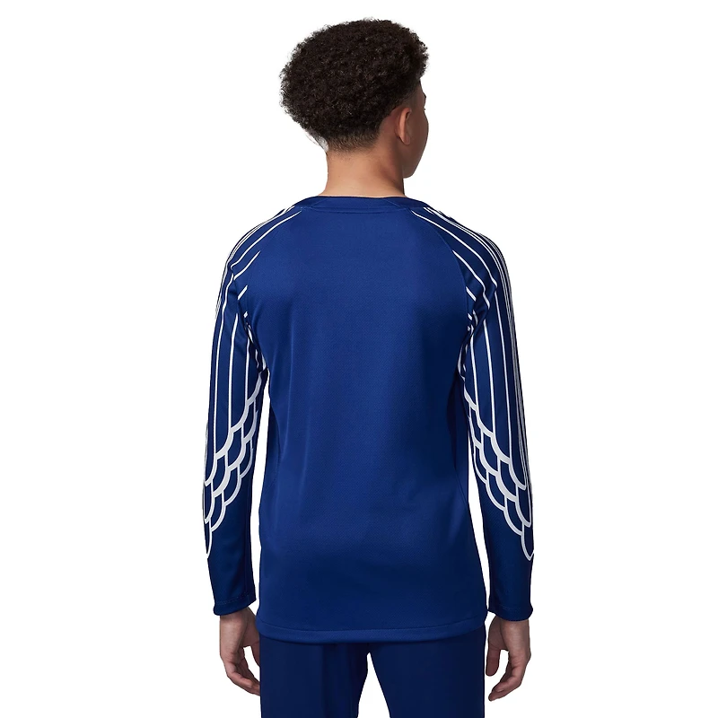 Youth Jordan Brand Blue Paris Saint-Germain 2024/25 Fourth Replica Long Sleeve Jersey