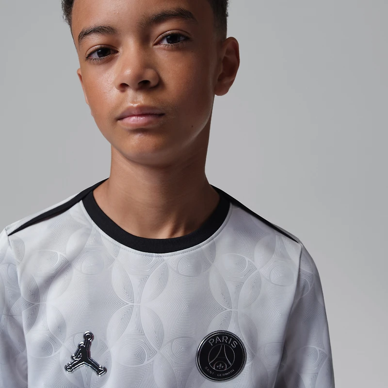 T-shirt d'avant-match à manches longues gris Paris Saint-Germain Jordan Brand pour enfant