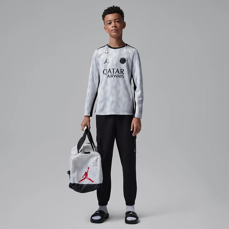 T-shirt d'avant-match à manches longues gris Paris Saint-Germain Jordan Brand pour enfant