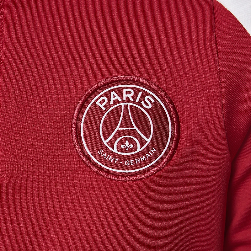 Haut à enfiler Jordan Brand rouge Paris Saint-Germain 2025/26 Strike Drill Performance quart de zip pour jeunes