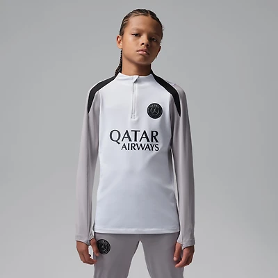 Youth Jordan Brand  White Paris Saint-Germain Strike Drill Quarter-Zip Long Sleeve Dri-FIT Top