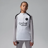 Youth Jordan Brand  White Paris Saint-Germain Strike Drill Quarter-Zip Long Sleeve Dri-FIT Top