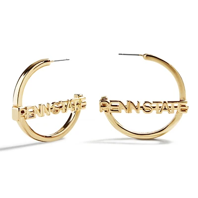 Boucles d'oreilles créoles BaubleBar avec logo des Nittany Lions de Penn State