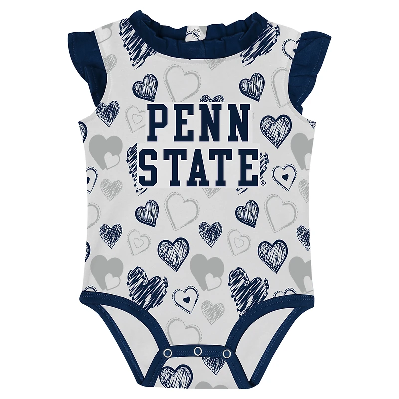 Lot de 2 bodies Happy Hearts pour nouveau-né fille bleu marine Penn State Nittany Lions
