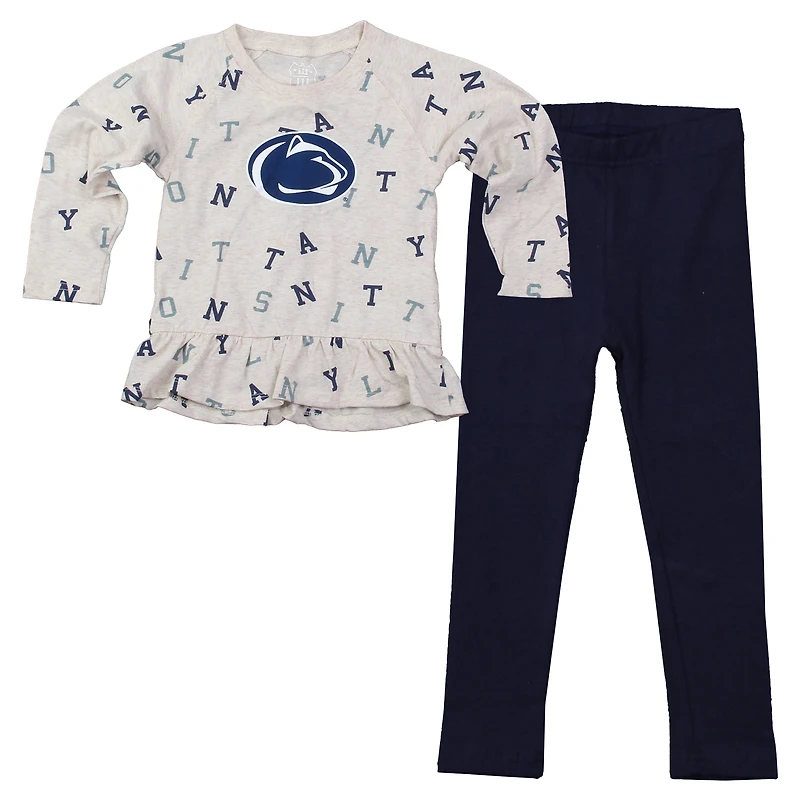 Ensemble t-shirt à manches longues et leggings volants raglan Penn State Nittany Lions pour fille Wes & Willy Oatmeal