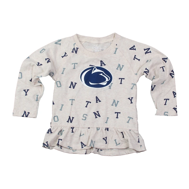 Ensemble t-shirt à manches longues et leggings volants raglan Penn State Nittany Lions pour fille Wes & Willy Oatmeal