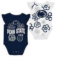Girl's Newborn and Infant Outerstuff Navy/White Penn State Nittany Lions Little Sunshine Two-Piece Bodysuit Set