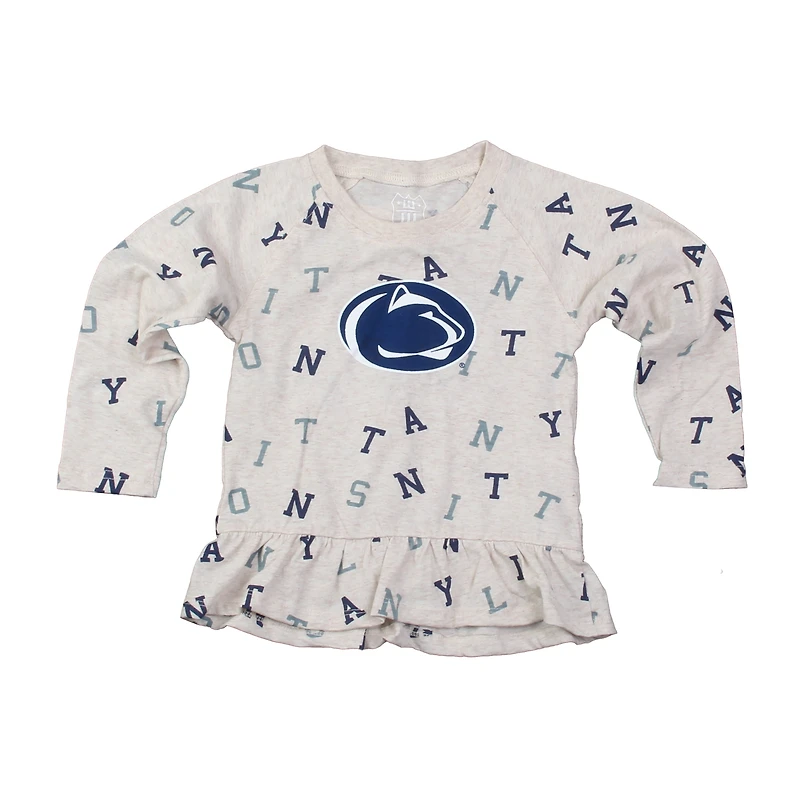 Girls Toddler Wes & Willy Oatmeal Penn State Nittany Lions Ruffle Raglan Long Sleeve T-Shirt Leggings Set