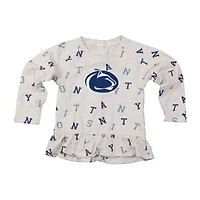 Girls Toddler Wes & Willy Oatmeal Penn State Nittany Lions Ruffle Raglan Long Sleeve T-Shirt Leggings Set