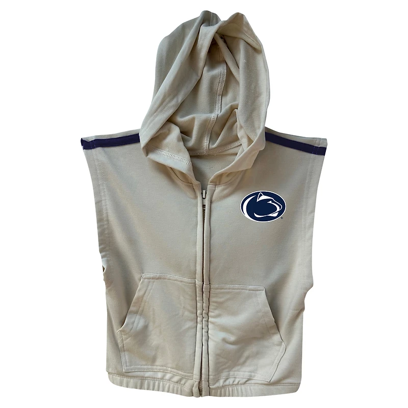 Girls Toddler Wes & Willy Tan Penn State Nittany Lions Tri-Blend Sleeveless Full-Zip Hoodie Tiered Skirt Set