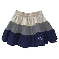 Girls Toddler Wes & Willy Tan Penn State Nittany Lions Tri-Blend Sleeveless Full-Zip Hoodie Tiered Skirt Set