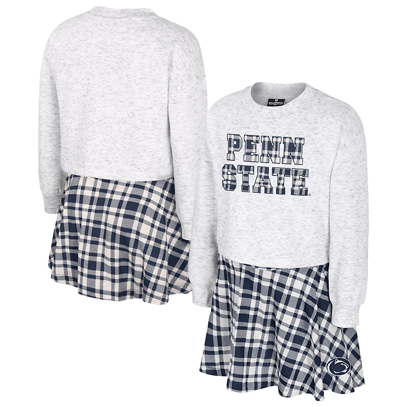 Girls Youth Colosseum Gray Penn State Nittany Lions Marceline Plaid Skirt and Top Set