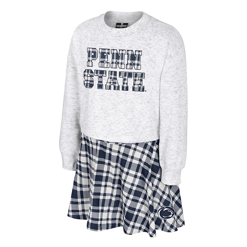 Girls Youth Colosseum Gray Penn State Nittany Lions Marceline Plaid Skirt and Top Set