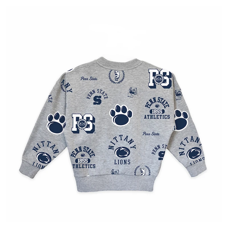 Girls Youth Gameday Couture Heather Gray Penn State Nittany Lions Always On Repeat Pullover Sweatshirt