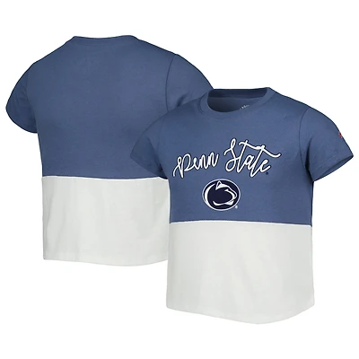 Girls Youth League Collegiate Wear Navy/White Penn State Nittany Lions Colorblocked T-Shirt