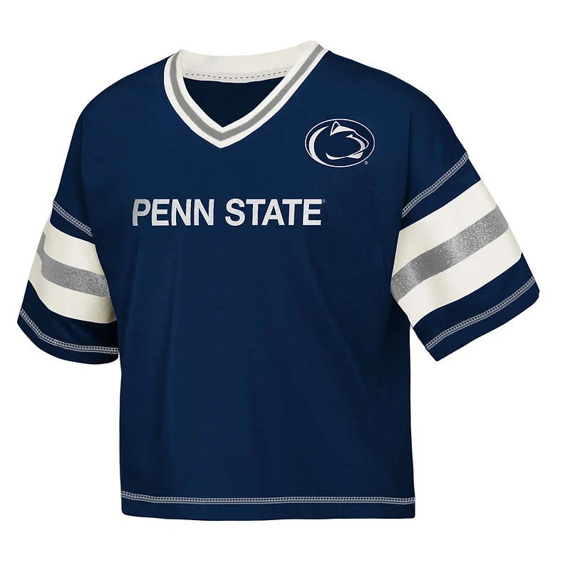 T-shirt col V bleu marine pour jeunes filles Outerstuff, maillot des Nittany Lions de l'équipe football Penn State