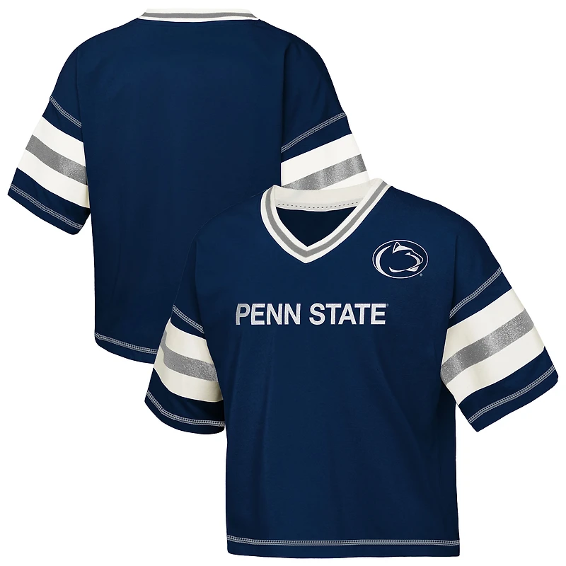 T-shirt col V bleu marine pour jeunes filles Outerstuff, maillot des Nittany Lions de l'équipe football Penn State